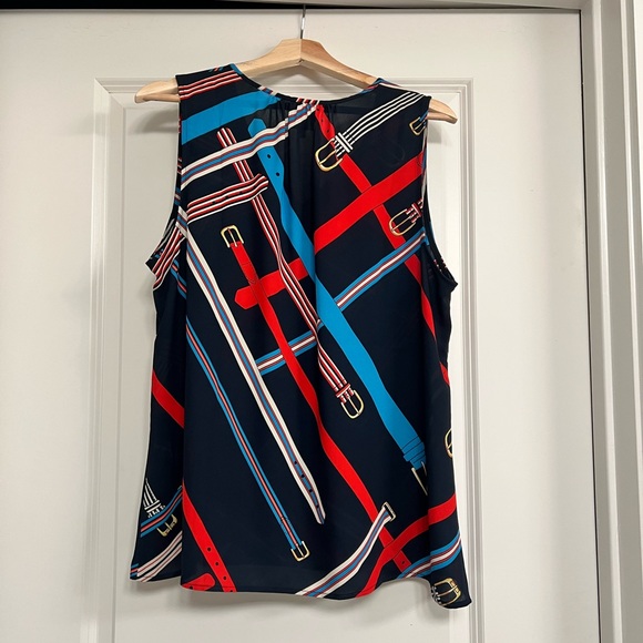 EUC CAbi #5736 Navy Blue Hold Up Buckle Print
Sleeveless Top - Picture 4 of 5